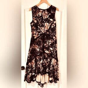 Taylor high-low floral lace overlay dress.